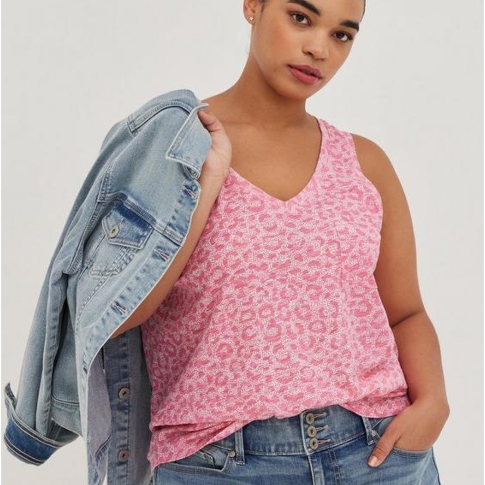 Torrid Pink Pocket Heritage Slub V-Neck Tank